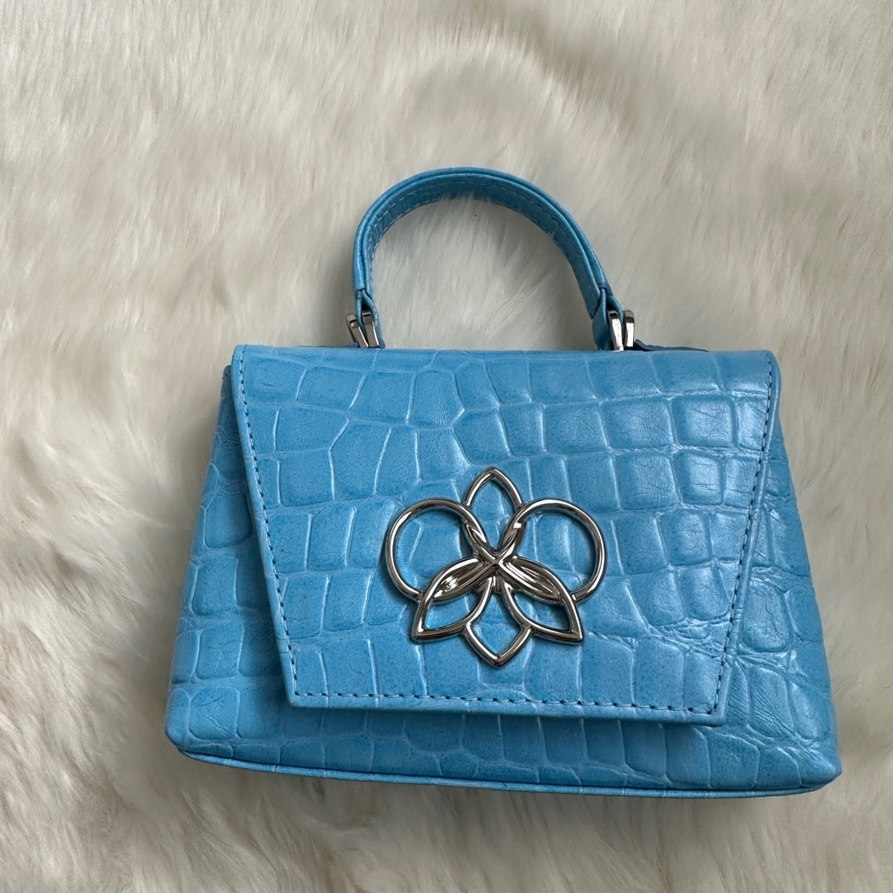 Blue Croc-Embossed Mini Bag